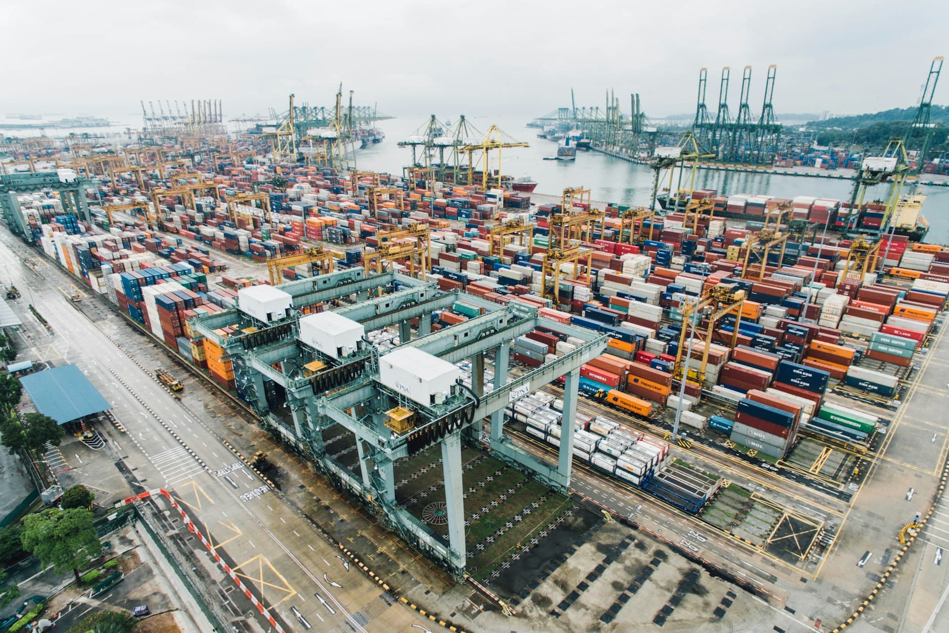 Aerial view of a container terminal feeding the US-Mexico corridor