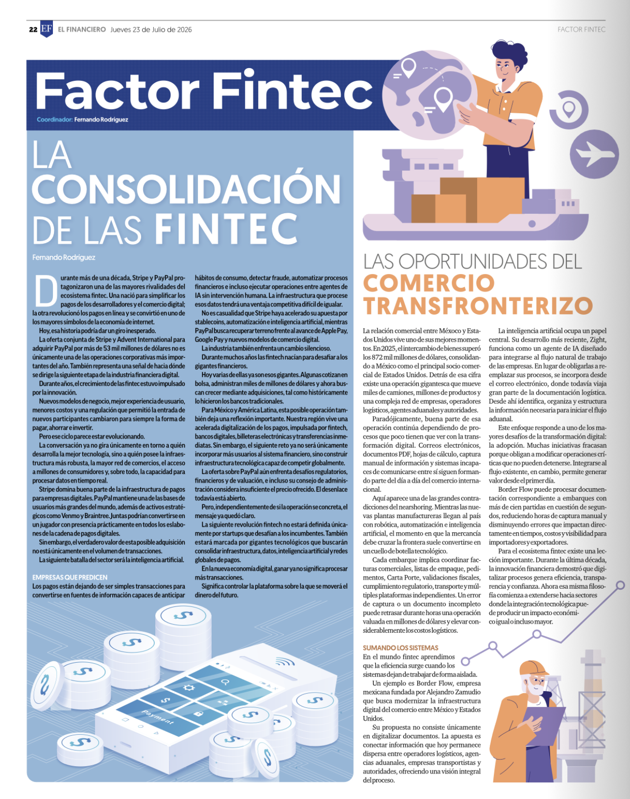 El Financiero column: Las oportunidades del comercio transfronterizo